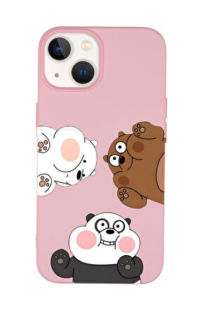 iPhone 14 Plus Uyumlu Cute Animals Desenli Premium Silikonlu Telefon Kılıfı