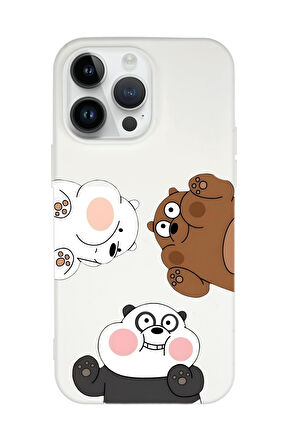 iPhone 14 Pro Uyumlu Cute Animals Desenli Premium Silikonlu Telefon Kılıfı
