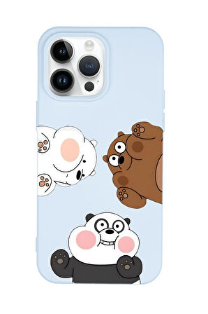 iPhone 14 Pro Uyumlu Cute Animals Desenli Premium Silikonlu Telefon Kılıfı