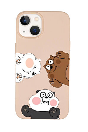 iPhone 15 Uyumlu Cute Animals Desenli Premium Silikonlu Telefon Kılıfı