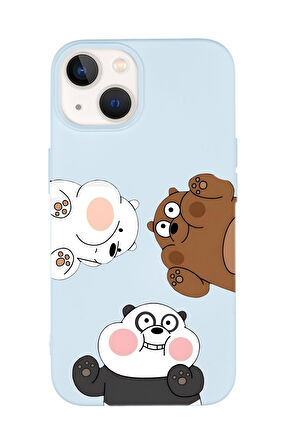 iPhone 15 Plus Uyumlu Cute Animals Desenli Premium Silikonlu Telefon Kılıfı