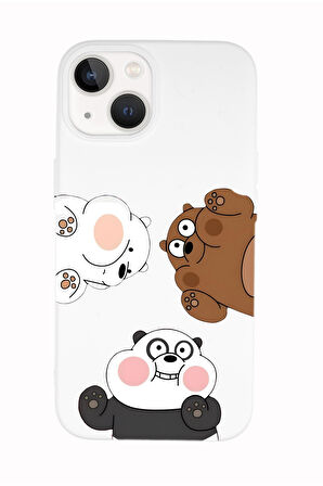 iPhone 15 Plus Uyumlu Cute Animals Desenli Premium Silikonlu Telefon Kılıfı