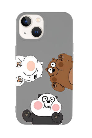 iPhone 15 Plus Uyumlu Cute Animals Desenli Premium Silikonlu Telefon Kılıfı