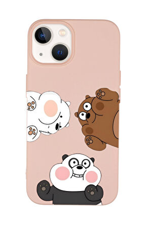 iPhone 15 Plus Uyumlu Cute Animals Desenli Premium Silikonlu Telefon Kılıfı