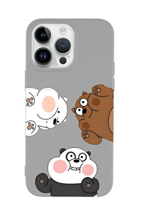 iPhone 15 Pro Max Uyumlu Cute Animals Desenli Premium Silikonlu Telefon Kılıfı