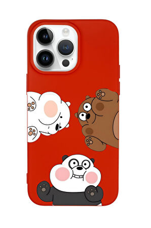 iPhone 15 Pro Max Uyumlu Cute Animals Desenli Premium Silikonlu Telefon Kılıfı