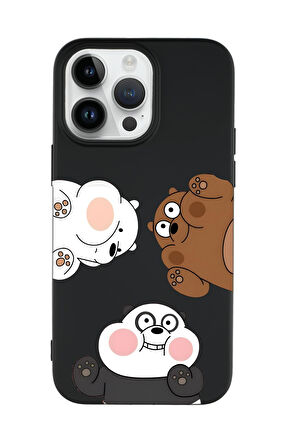 iPhone 15 Pro Max Uyumlu Cute Animals Desenli Premium Silikonlu Telefon Kılıfı