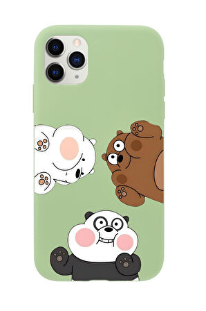 iPhone 11 Pro Max Uyumlu Cute Animals Desenli Premium Silikonlu Telefon Kılıfı