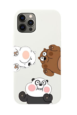 iPhone 12 Pro Max Uyumlu Cute Animals Desenli Premium Silikonlu Telefon Kılıfı