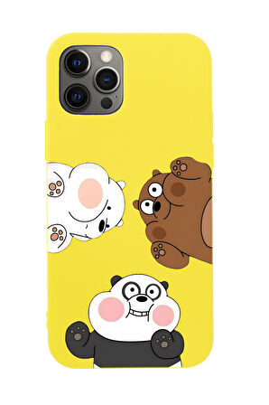 iPhone 12 Pro Max Uyumlu Cute Animals Desenli Premium Silikonlu Telefon Kılıfı
