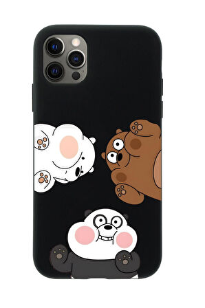 iPhone 12 Pro Max Uyumlu Cute Animals Desenli Premium Silikonlu Telefon Kılıfı