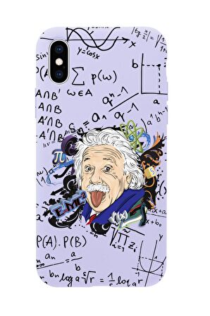 iPhone X Einstein In Formula Desenli Premium Silikonlu Telefon Kılıfı