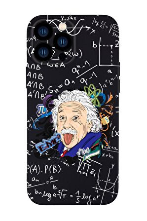 iPhone 13 Pro Max Einstein In Formula Desenli Kamera Korumalı Premium Silikonlu Telefon Kılıfı