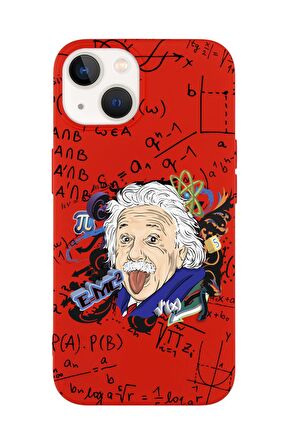 iPhone 14 Einstein In Formula Desenli Premium Silikonlu Telefon Kılıfı