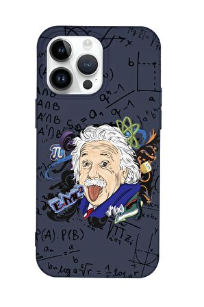 iPhone 14 Pro Einstein In Formula Desenli Premium Silikonlu Telefon Kılıfı