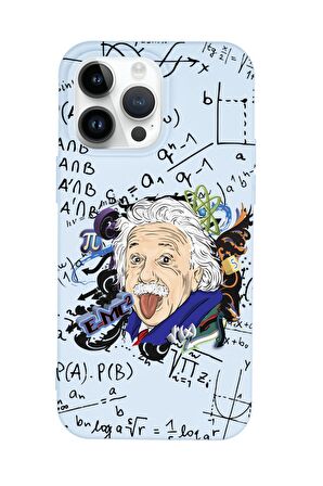 iPhone 14 Pro Max Einstein In Formula Desenli Premium Silikonlu Telefon Kılıfı