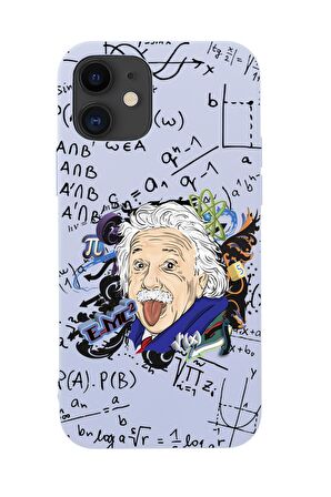 iPhone 12 Einstein In Formula Desenli Premium Silikonlu Telefon Kılıfı