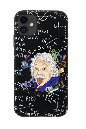iPhone 12 Einstein In Formula Desenli Premium Silikonlu Telefon Kılıfı