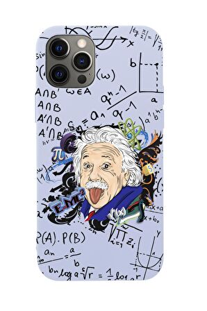 iPhone 12 Pro Einstein In Formula Desenli Premium Silikonlu Telefon Kılıfı