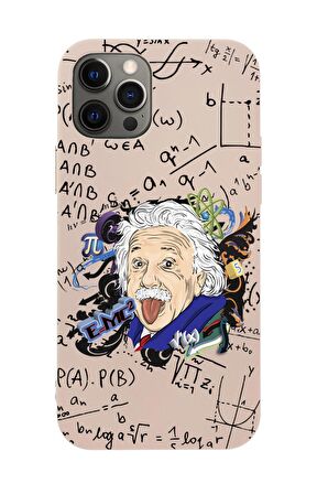iPhone 12 Pro Einstein In Formula Desenli Premium Silikonlu Telefon Kılıfı