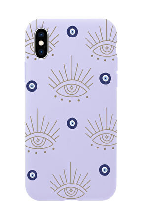 iPhone Xs Max Uyumlu Evil Eye Desenli Premium Silikonlu Telefon Kılıfı