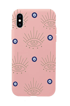 iPhone Xs Max Uyumlu Evil Eye Desenli Premium Silikonlu Telefon Kılıfı
