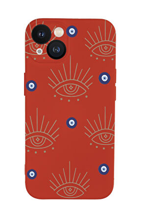iPhone 13 Uyumlu Evil Eye Desenli Kamera Korumalı Premium Silikonlu Telefon Kılıfı