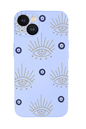 iPhone 13 Uyumlu Evil Eye Desenli Kamera Korumalı Premium Silikonlu Telefon Kılıfı