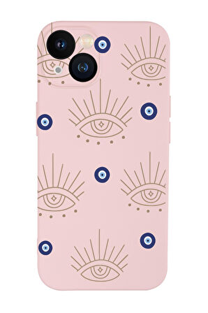 iPhone 13 Uyumlu Evil Eye Desenli Kamera Korumalı Premium Silikonlu Telefon Kılıfı