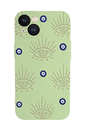 iPhone 13 Uyumlu Evil Eye Desenli Kamera Korumalı Premium Silikonlu Telefon Kılıfı