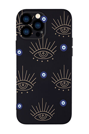 iPhone 13 Pro Max Uyumlu Evil Eye Desenli Kamera Korumalı Premium Silikonlu Telefon Kılıfı