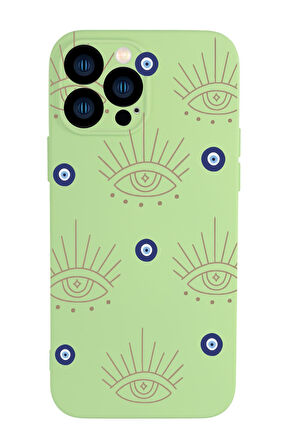 iPhone 13 Pro Max Uyumlu Evil Eye Desenli Kamera Korumalı Premium Silikonlu Telefon Kılıfı