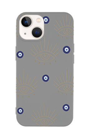 iPhone 14 Uyumlu Evil Eye Desenli Premium Silikonlu Telefon Kılıfı