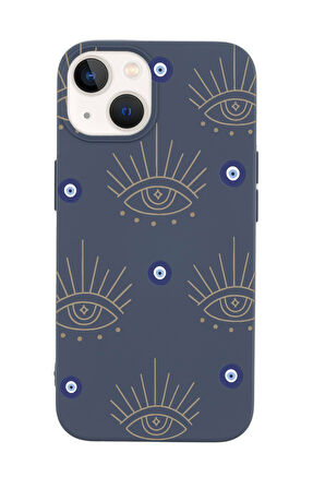 iPhone 14 Uyumlu Evil Eye Desenli Premium Silikonlu Telefon Kılıfı