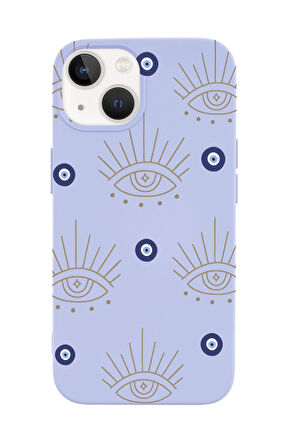 iPhone 14 Uyumlu Evil Eye Desenli Premium Silikonlu Telefon Kılıfı