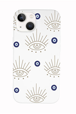 iPhone 14 Plus Uyumlu Evil Eye Desenli Premium Silikonlu Telefon Kılıfı