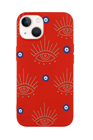 iPhone 14 Plus Uyumlu Evil Eye Desenli Premium Silikonlu Telefon Kılıfı