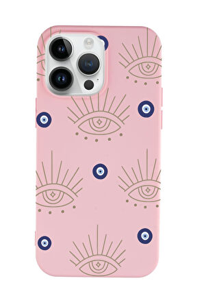 iPhone 14 Pro Max Uyumlu Evil Eye Desenli Premium Silikonlu Telefon Kılıfı