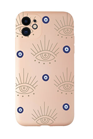 iPhone 11 Uyumlu Evil Eye Desenli Kamera Korumalı Premium Silikonlu Telefon Kılıfı