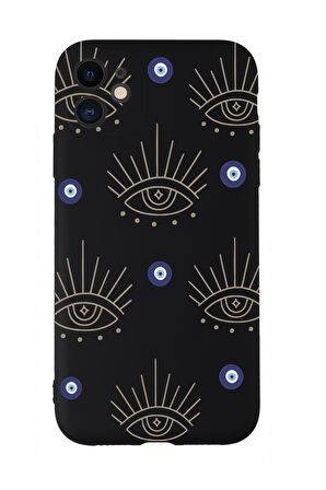 iPhone 11 Uyumlu Evil Eye Desenli Kamera Korumalı Premium Silikonlu Telefon Kılıfı