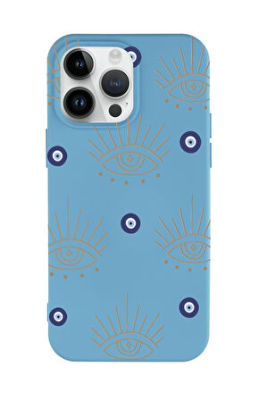iPhone 15 Pro Uyumlu Evil Eye Desenli Premium Silikonlu Telefon Kılıfı