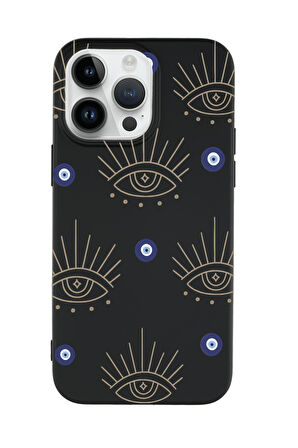 iPhone 15 Pro Uyumlu Evil Eye Desenli Premium Silikonlu Telefon Kılıfı