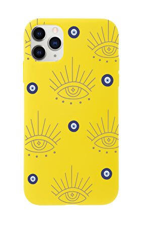 iPhone 11 Pro Uyumlu Evil Eye Desenli Premium Silikonlu Telefon Kılıfı