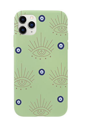 iPhone 11 Pro Uyumlu Evil Eye Desenli Premium Silikonlu Telefon Kılıfı