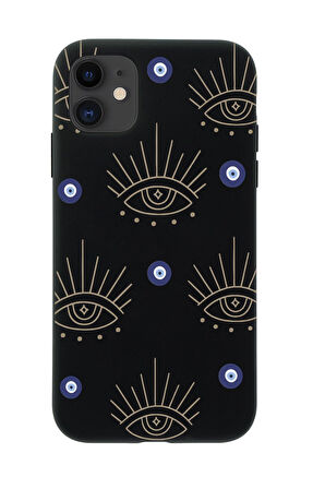 iPhone 12 Uyumlu Evil Eye Desenli Premium Silikonlu Telefon Kılıfı