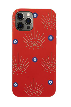 iPhone 12 Pro Uyumlu Evil Eye Desenli Premium Silikonlu Telefon Kılıfı
