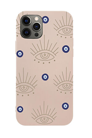 iPhone 12 Pro Uyumlu Evil Eye Desenli Premium Silikonlu Telefon Kılıfı