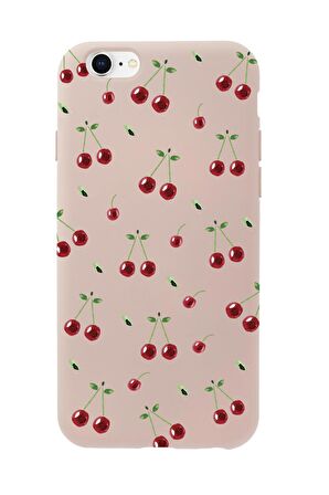 iPhone 6 Uyumlu Kiraz Desenli Premium Silikonlu Telefon Kılıfı