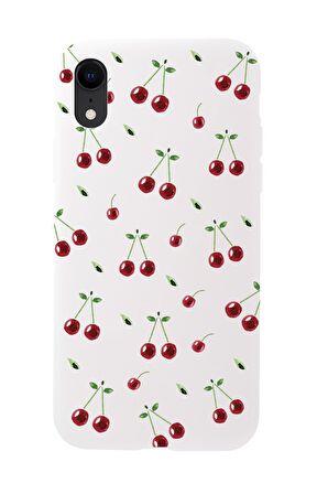 iPhone Xr Uyumlu Kiraz Desenli Premium Silikonlu Telefon Kılıfı