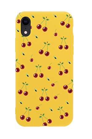 iPhone Xr Uyumlu Kiraz Desenli Premium Silikonlu Telefon Kılıfı